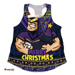 Melbourne Storm Women Racerback Singlet Merry Christmas Festive Spirit Edition