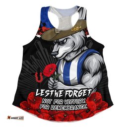 North Melbourne Women Racerback Singlet ANZAC Day Not For Victory For Remembrance
