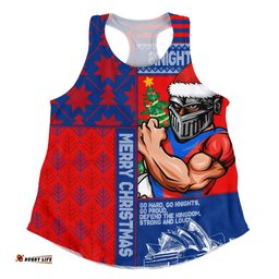 Newcastle Knights Women Racerback Singlet Christmas Magic Knit Style Winter Glow