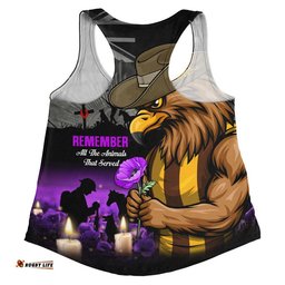 Hawthorn Women Racerback Singlet Anzac Day In Memory Of Animals That Served