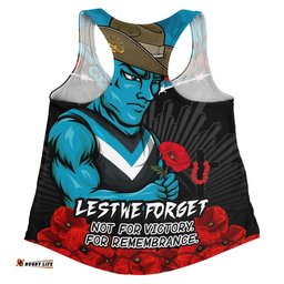 Port Adelaide Women Racerback Singlet ANZAC Day Not For Victory For Remembrance
