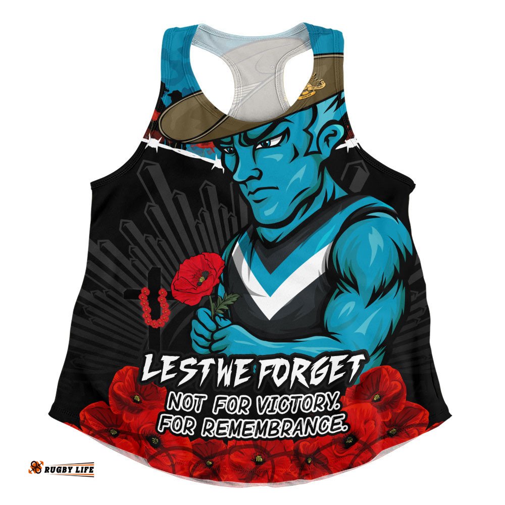Port Adelaide Women Racerback Singlet ANZAC Day Not For Victory For Remembrance
