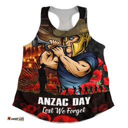 Gold Coast Titans Women Racerback Singlet Anzac Day Rising Dawn Ceremony Lest We Forget Courage