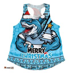 Cronulla-Sutherland Sharks Women Racerback Singlet Merry Christmas Festive Spirit Edition