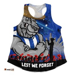 North Melbourne Women Racerback Singlet ANZAC Inspired Football Fan Memorial Design
