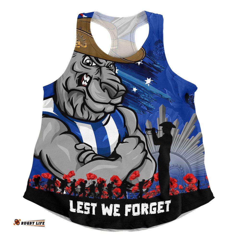 North Melbourne Women Racerback Singlet ANZAC Inspired Football Fan Memorial Design