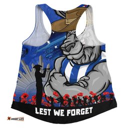 North Melbourne Women Racerback Singlet ANZAC Inspired Football Fan Memorial Design