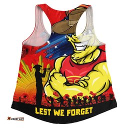 Gold Coast SUNS Women Racerback Singlet ANZAC Inspired Football Fan Memorial Design