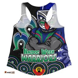 New Zealand Warriors Women Racerback Singlet NAIDOC Week 50 Years Of Deadly Indigenous Pattern
