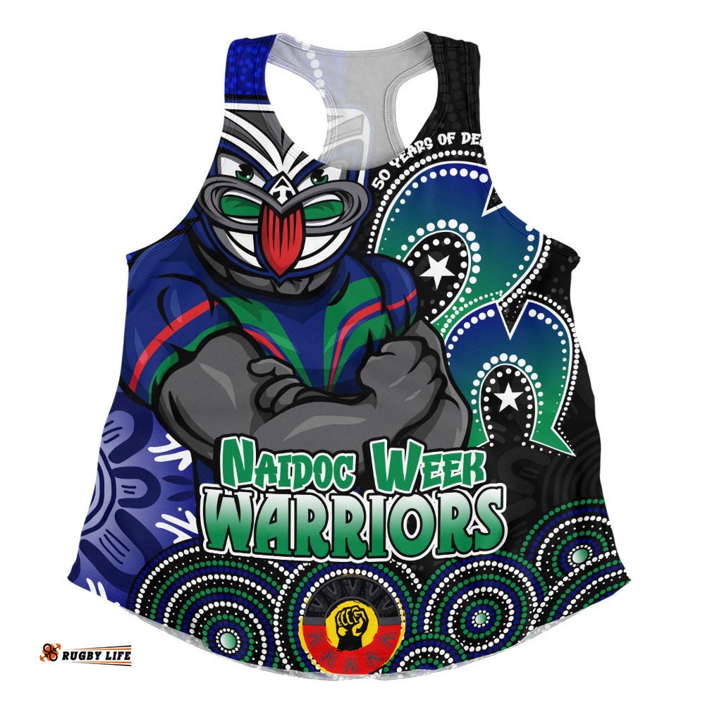 New Zealand Warriors Women Racerback Singlet NAIDOC Week 50 Years Of Deadly Indigenous Pattern