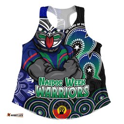 New Zealand Warriors Women Racerback Singlet NAIDOC Week 50 Years Of Deadly Indigenous Pattern