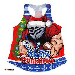 Newcastle Knights Women Racerback Singlet Merry Christmas Game Day Knit Style Team Edition