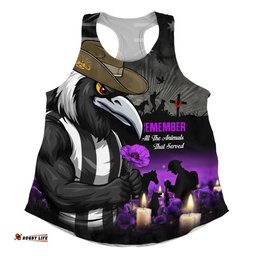 Collingwood Women Racerback Singlet Anzac Day In Memory Of Animals That Served