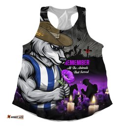 North Melbourne Women Racerback Singlet Anzac Day In Memory Of Animals That Served