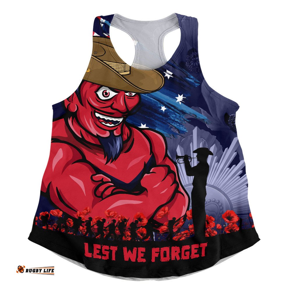 Melbourne Women Racerback Singlet ANZAC Inspired Football Fan Memorial Design