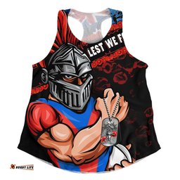 Newcastle Knights Women Racerback Singlet Anzac Remembrance Of The Fallen
