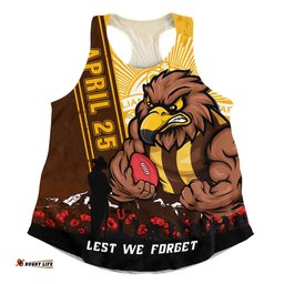 Hawthorn Women Racerback Singlet Anzac Day Lest We Forget Memorial