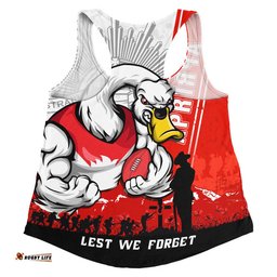 Sydney Swans Women Racerback Singlet Anzac Day Lest We Forget Memorial