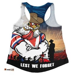 Sydney Roosters Women Racerback Singlet Anzac Day Lest We Forget Silent Dawn