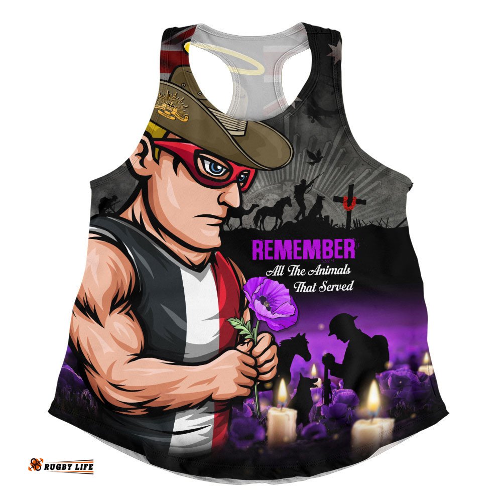 St Kilda Women Racerback Singlet Anzac Day In Memory Of Animals That Served