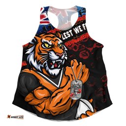 Wests Tigers Women Racerback Singlet Anzac Remembrance Of The Fallen