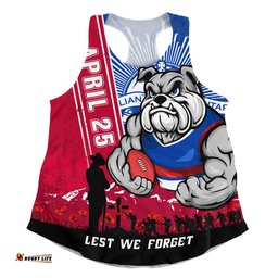 Western Bulldogs Women Racerback Singlet Anzac Day Lest We Forget Memorial
