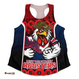 Sydney Roosters Women Racerback Singlet Lest We Forget In Honor And Remembrance
