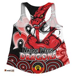St. George Illawarra Dragons Women Racerback Singlet NAIDOC Week 50 Years Of Deadly Indigenous Pattern