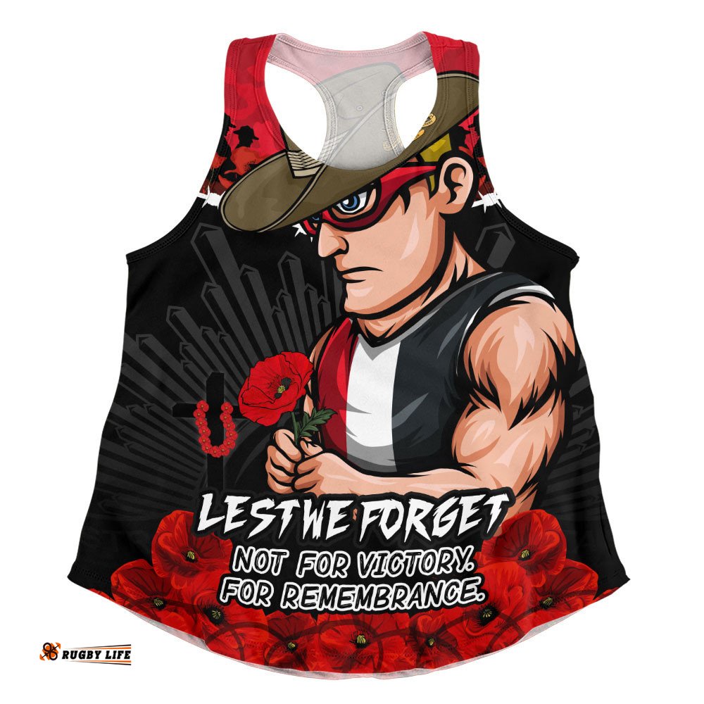 St Kilda Women Racerback Singlet ANZAC Day Not For Victory For Remembrance