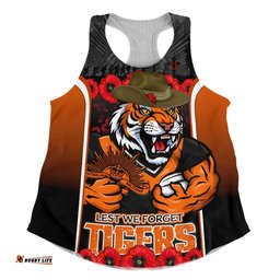Wests Tigers Women Racerback Singlet Lest We Forget In Honor And Remembrance