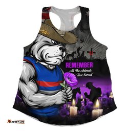 Western Bulldogs Women Racerback Singlet Anzac Day In Memory Of Animals That Served