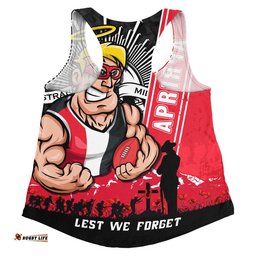 St Kilda Women Racerback Singlet Anzac Day Lest We Forget Memorial