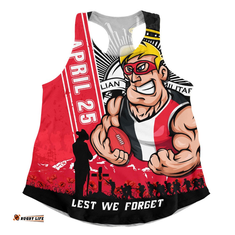 St Kilda Women Racerback Singlet Anzac Day Lest We Forget Memorial