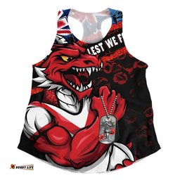 St. George Illawarra Dragons Women Racerback Singlet Anzac Remembrance Of The Fallen