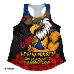 West Coast Eagles Women Racerback Singlet ANZAC Day Not For Victory For Remembrance