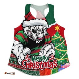 South Sydney Rabbitohs Women Racerback Singlet Santa Scoring Touchdown On Christmas Game Day