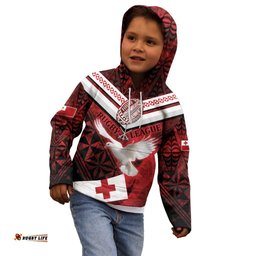 Custom Tonga XIII Rugby Tribal Tattoo Kid Hoodie Mate Ma'a Tonga Kupesi Ngatu Grunge Style