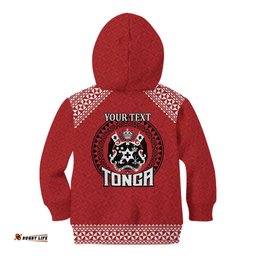 Tonga Rugby XIII Custom Kid Hoodie Mate Ma'a Tonga with Ngatu Pattern