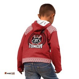 Tonga Rugby XIII Custom Kid Hoodie Mate Ma'a Tonga with Ngatu Pattern