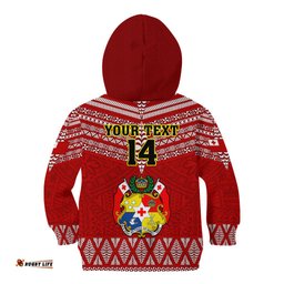 Custom Tonga Rugby Kid Hoodie 2023 World Cup Tongan Kupesi Ngatu Pattern