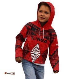 Custom Tonga Rugby Kid Hoodie Proud Tongan Ngatu Kupesi World Cup 2023 No2