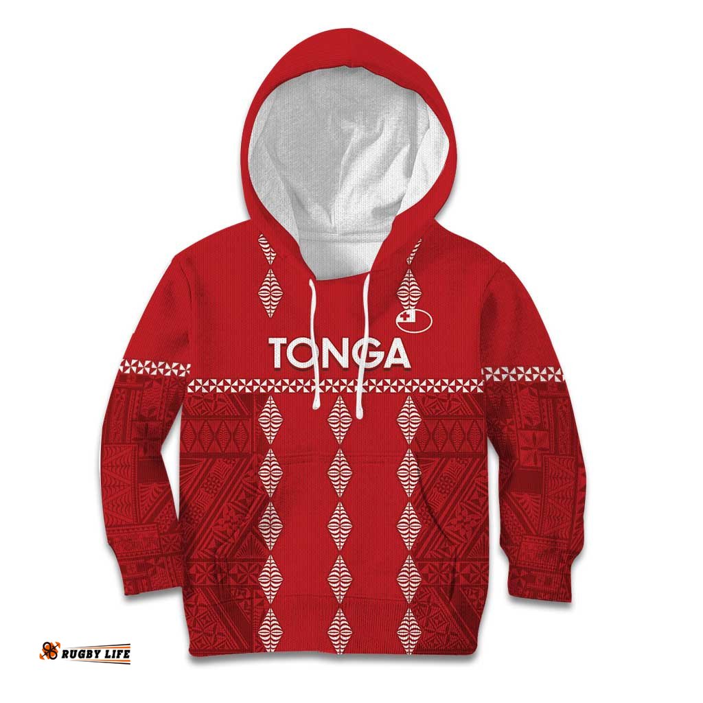 Custom Tonga Rugby 2024 Kid Hoodie Go Champions Ikale Tahi Ngatu Pattern