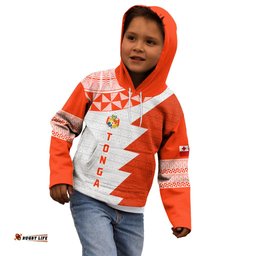 Custom Tonga Rugby Kid Hoodie Ikale Tahi Ngatu Tribal Pattern Half Style