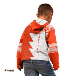 Custom Tonga Rugby Kid Hoodie Ikale Tahi Ngatu Tribal Pattern Half Style