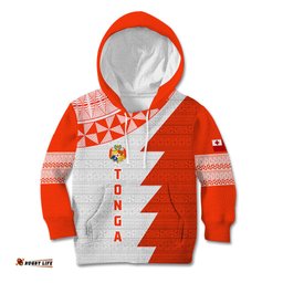 Custom Tonga Rugby Kid Hoodie Ikale Tahi Ngatu Tribal Pattern Half Style