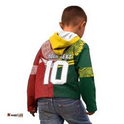 Custom Mate Ma'a Tonga and Australia Kangaroo Kid Hoodie Nation Seal with Mascot Aboriginal and Tongan Kupesi Ngatu Art