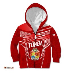 Custom Tonga Rugby Kid Hoodie Kupesi Ngatu Pattern