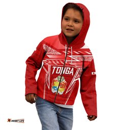 Custom Tonga Rugby Kid Hoodie Kupesi Ngatu Pattern