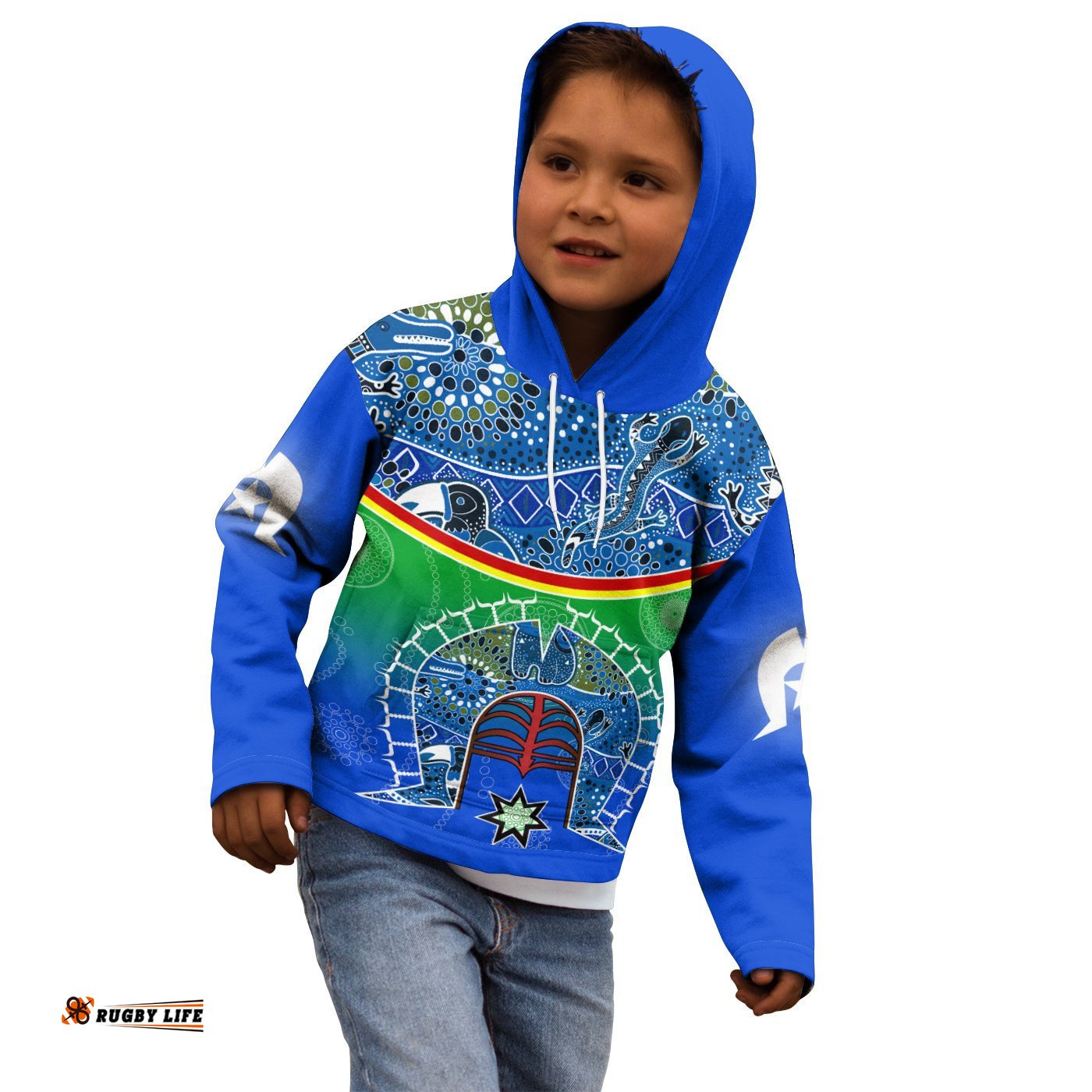Hoodie Kids Torres Strait Symbol With Aboriginal Patterns