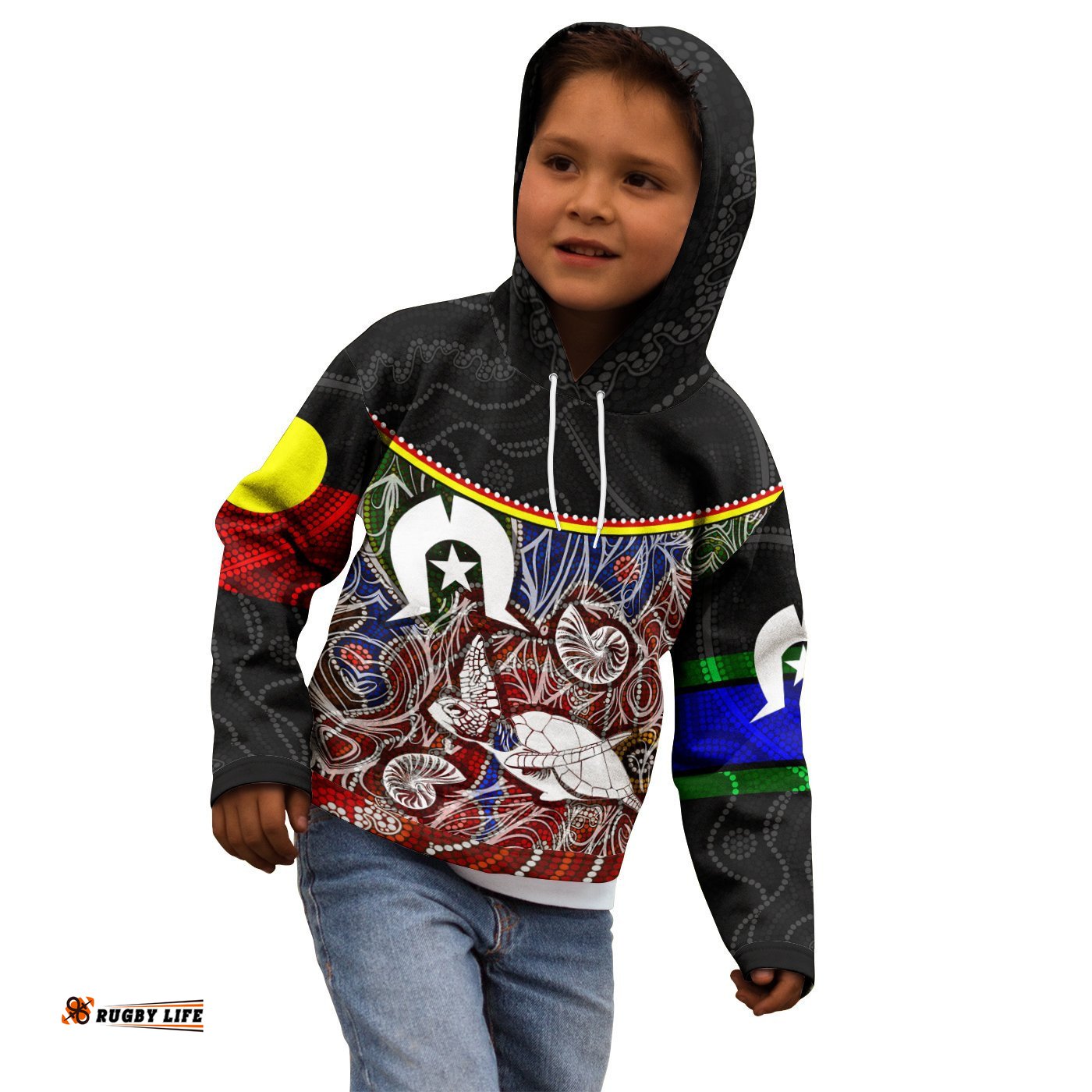 Kid Hoodie Aboriginal Dot In NAIDOC Week Style